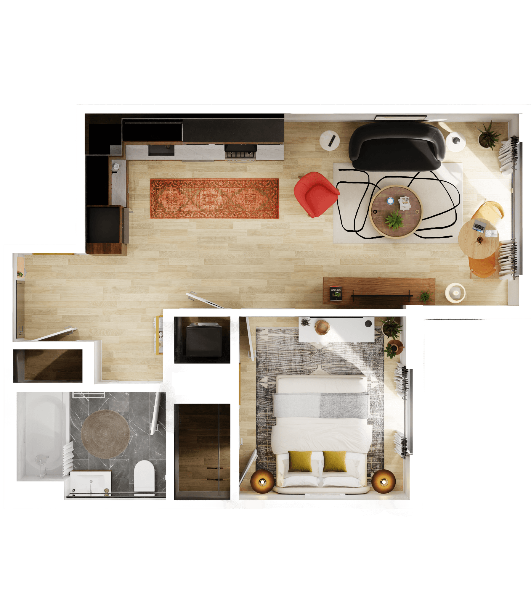 3D Floorplan image of apartment 33F